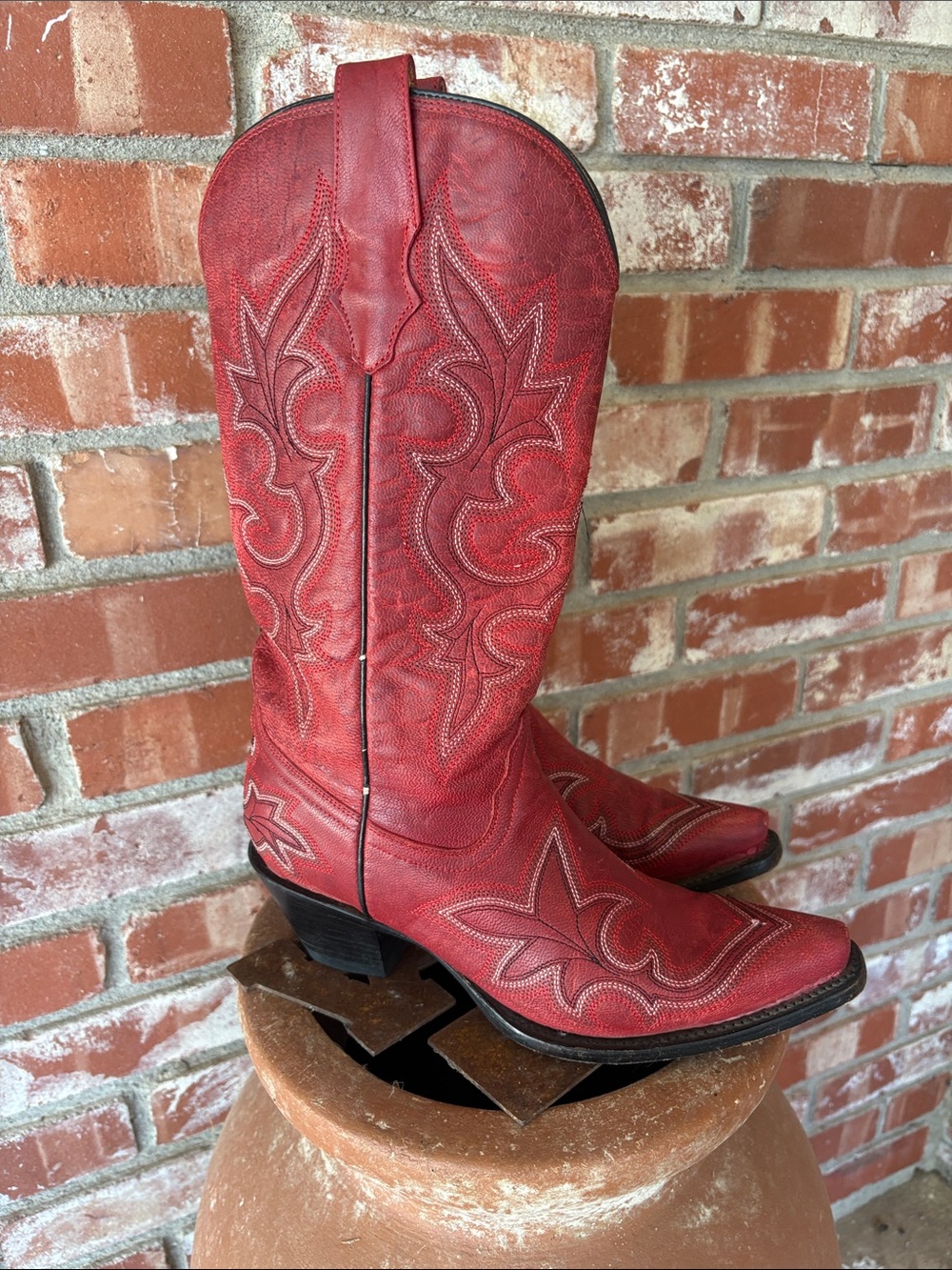 Corral Red Embroidered Western Heeled Boots